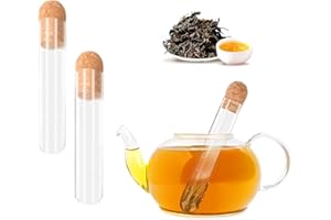 2 Pcs Reusable Glass Tea Infuser, High Borosilicate Clear Tea Strainer Tube with Cork Lid - for Loose Leaf Tea Fruit Infusion