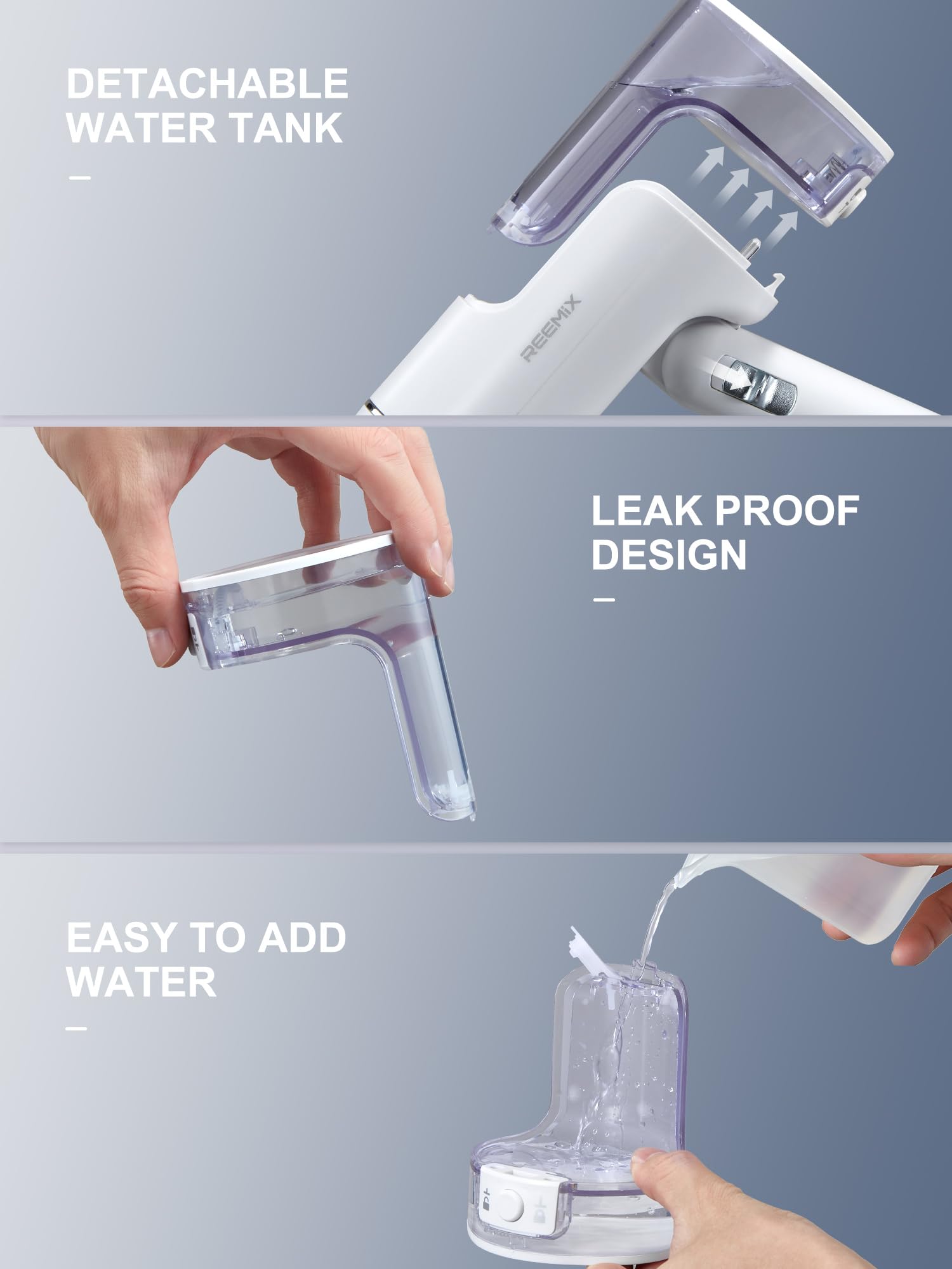 Reemix Portable Garment Steamer, Foldable Handheld 1300W, Travel Size Fast Heat-up, Fabric Steamer for Home & Travel, 120V Only (White)