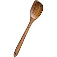 FAAY 13.5" Corner Spoon, LEFT Hand Scraper, Wooden Spoons for Cooking Handcraft from High Moist Resistance Golden Teak Wood | Durable, Healthy, Ergonomic Handle for Non Stick Cookware