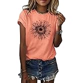 BAOKUAN Women Trendy Tops Sunflower Graphic Loose Summer Tees T-Shirts Blouse
