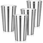 Offiper Stainless Steel Cups, 16 oz Insulated Tumbler, 4 Pack Double Wall Unbreakable Stackable Water Tumblers Insulated Metal Cup Premium Drinking Glasses for Travel Camping Home Outdoor