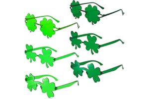 Pibupibu 6/8 Pack St. Patrick's Day Irish Green Shamrock Sunglasses, Clover Party Glasses Leprechaun Costume Eyewear