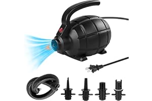 HEETHYCOOL Electric Air Pump for Inflatables Air Mattress Pump for Swimming Ring Air Bed Pool Toy Raft Boat Quick Electric Air Pump with 4 Nozzles Black