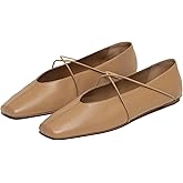 Women's Square Toe Ballet Flats Criss-Cross Straps Comfortable Slip On Mary Jane Flat Shoes for Office Work Casual