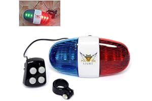 HaetFire Bicycle Police Sound Light Bike LED Light Electronic Horn Siren Horn, 6 LED Light 4 Sounds Trumpet Cycling Horn Bell Siren, Warning Safety Light Waterproof Bicycle Police Light