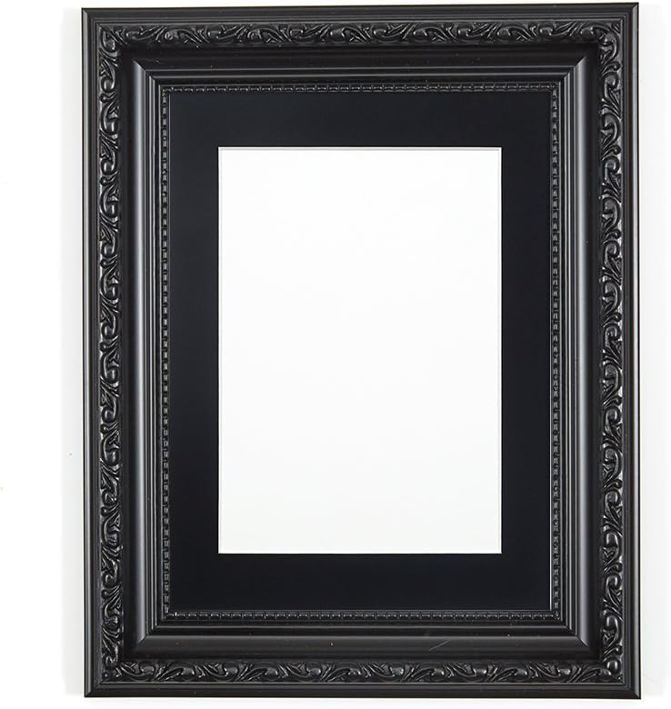 Black Ornate Shabby Chic Picture/Photo/Poster frame with Black Mount