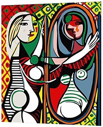 Diy oil painting paint by number Linen canvas Non-toxic environmental pigment living room Bedroom decoration 50x40cm (Picasso Girl Before a Mirror)