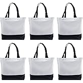 6 Pack Large Cotton Canvas Tote Bag,Reusable Shopping Grocery Bag,Fashionable Cloth Bag for Decorating Crafts DIY