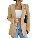KateModa Women's Sweater Blazers Bussiness Casual Jacket Long Sleeve Cardigan Button Front Lapel Suit with Pockets