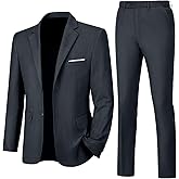 Lynerun Mens Slim Fit 2 Piece Suit Two Button Notched Lapel Solid Suit Jacket Pants Set Tuxedo for Prom