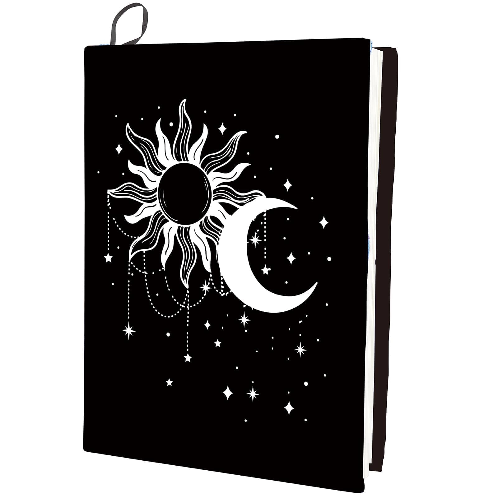 CRASPIRE Sun and Moon Stretchable Book Cover Star Washable Reusable Large Nylon Protective Covers Elastic Notebook Wraps Suitable for Most Hardcover Books Classroom Students — image 1