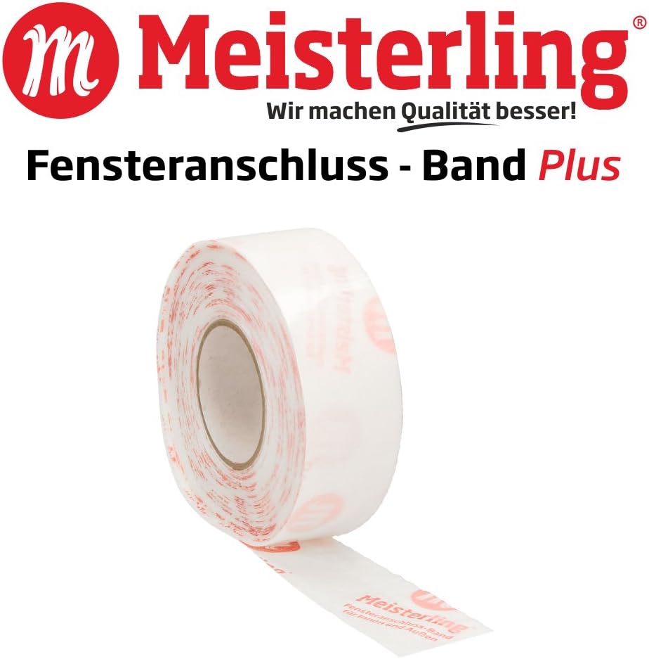 Meister® Gable Connection/Window – Band (Gab/Fab) for Indoor and Outdoor Use, for Seals from Terminal to Windows and Doors, Ideal for Gable or Masonry Port. Newly Developed Free High Performance Emulsion 220 g Per M² Sticker adhesive Uftrag – Acrylate – for all objects Details, also available in 50/60/75/100/150/200/250 mm Wide., white