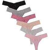 UWOCEKA Cotton Thongs - Thongs for Women Pack, Cute Underwear Sexy Panties for Lady