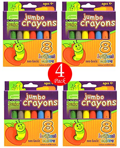 Jumbo Crayons, Brilliant Colors Non-Toxic Crayons for Kids (Set of 32)