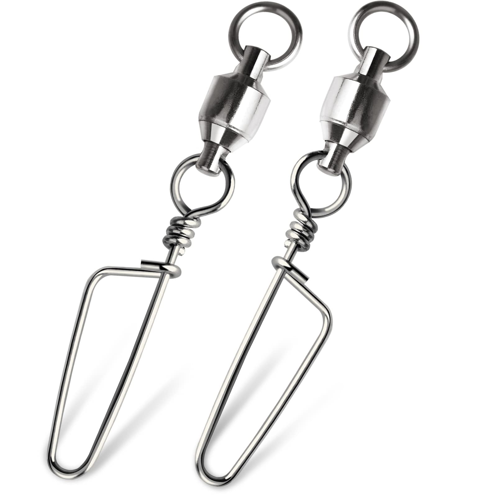 9KM DWLIFE 30pcs Ball Bearing Fishing snap Swivels, 8 Sizes Stainless Steel Swivel with Coastlock,Fishing Terminal Tackle for Saltwater Freshwater Sea Fishing