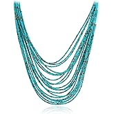 Hifunny Multi Layer Beaded Pendant Necklace Boho Layered Wooden Beads Necklace for Women Fashion Jewelry