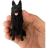 TALKLEK 3.34 Inches Mini Resin German Shepherd Dog Figurine, Mini Dog Memorial Gifts, Dog Figurines, Car Decor, Collectible German Shepherd Statue Sculpture, Gifts for German Shepherd Lover (Black)