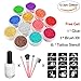 COKOHAPPY Temporary 12 Jars Cosmetic Holographic Ultra-thin Glitter Tattoo Body Art Kit with 35 Stencils and Brushes kit