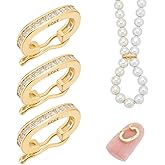 NBEADS 3 Pcs 925 Sterling Silver Necklace Shortener Clasps, Gold Pendant Spring Clasps Pearl Necklace Shortener for DIY Jewelry Crafts Making, 0.47x0.35x0.08inch