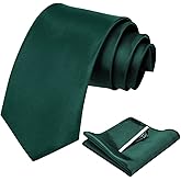 AOMIG Men Ties Set, Classic Men's Solid Color Necktie Set with Pocket Square and Tie Clip Skinny Formal Necktie