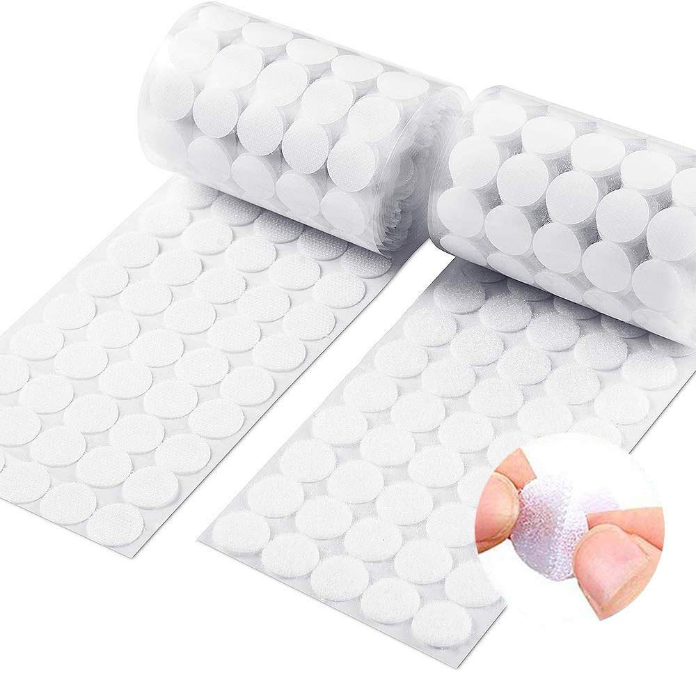 Arlent 1000pcs (500 Pairs) 2cm Diameter Sticky Back Coins Hook & Loop Self Adhesive dots Tapes White