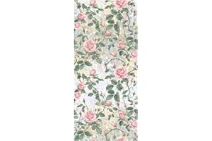 JOONOR Retro Pink Rose Flowers Window Privacy Film,3D Stained Glass Rose Rainbow Window Decals,Non-Adhesive Static Cling Sticker for Home Office,16.93 x 39.37 Inch