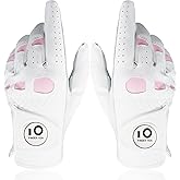 FINGER TEN Golf Gloves Women Leather Glove with Ball Marker for Ladies - Enhanced Grip, Comfort & Durability for Female Golfers
