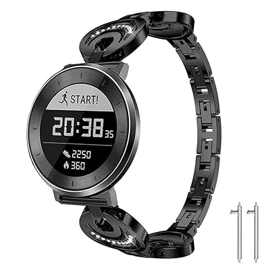 for Huawei Fit Band, Lamshaw Crystal Rhinestone Diamond Jewelled Stainless Replacement Band for Huawei Fit Smart Fitness Watch (Diamond-Black)