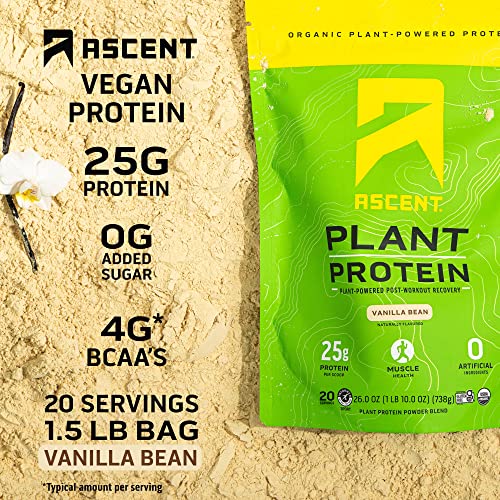 Ascent Plant Based Protein Powder Non Dairy Vegan Protein, Zero
