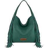 Wrangler Fringe Suede Hobo Bag for Women Leather Western Fringe Purse Tassel Hippie Shoulder Bag