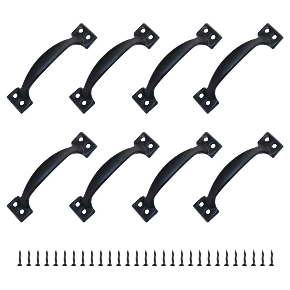8 Pcs Vintage Black Iron Pull Handles for Kitchen Cabinet Drawer Closet Furniture Door (120mm)
