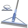 KOLLIEE Rubber Floor Squeegee Broom 61'' Long Handle Shower Squeegee for Floor with 120° Adjustable Head for Tile Concrete Deck Bathroom Window Garage