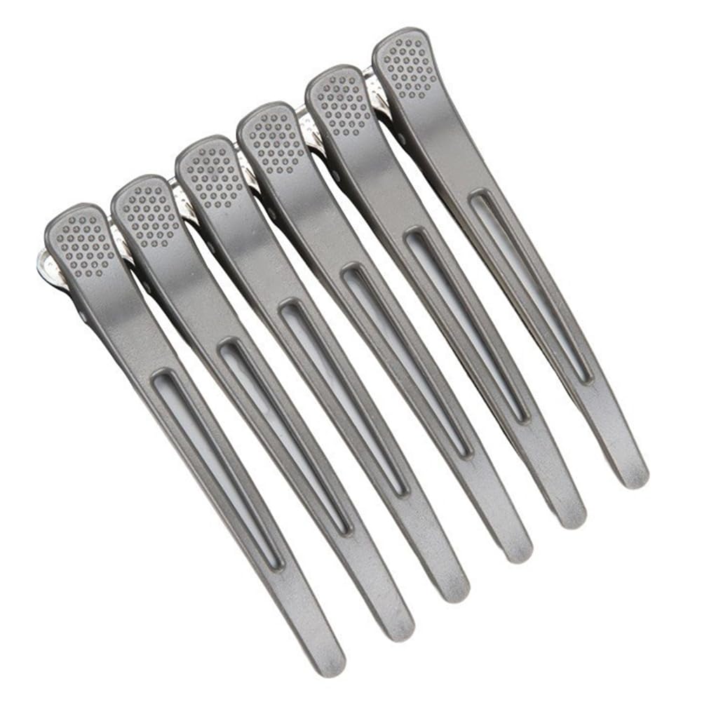 XIZONLIN 6Pcs Hair Clips for Styling Sectioning Non Slip No-Trace Duck Billed Hair Clips Hair Cutting Clips for Hairdresser Women Men Girls Salon Home Hair Dying Accessories Grey