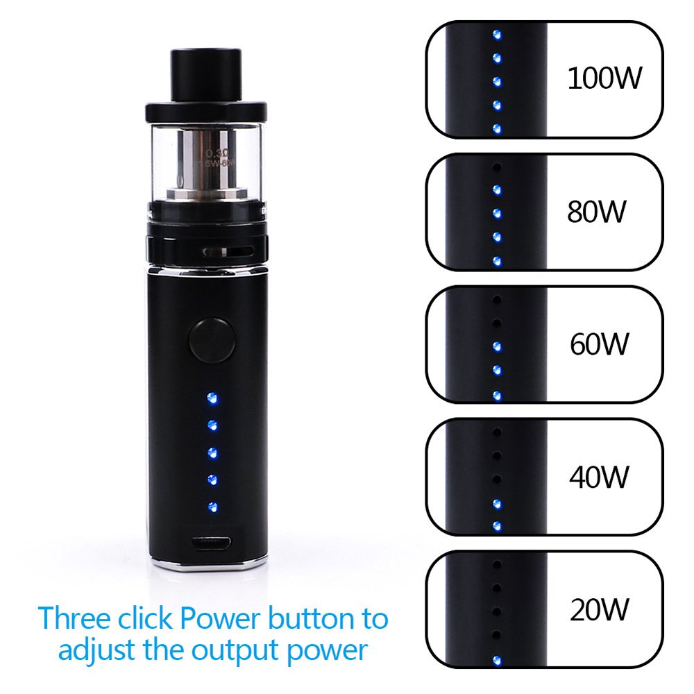 Starter kit sigaretta elettronica con batteria ricaricabile incorporata da 1400 mAh, Cig E portatile ultra con serbatoio RTA a riempimento massimo, senza nicotina, senza E-Liquid (nero)