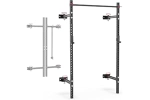 Synergee 2200 Series Folding Squat Rack with J-Cups & Adjustable Pull Up Bar. Exercise Stand with 750lb Capacity. Strength & 