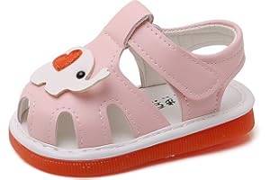 WILLFUN Baby Boy Girl Summer Infant Squeaky Sandals Premium Rubber Sole Closed-Toe Non-Slip Shoes Toddler First Walkers