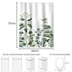 AWERT Small Half Size Stall Shower Curtain with 6