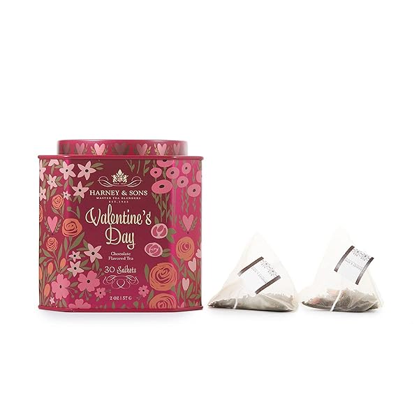 HARNEY & SONS VALENTINE’S DAY TEA, BLACK TEA W/CHOCOLATE AND ROSEBUDS, RED, 30 COUNT