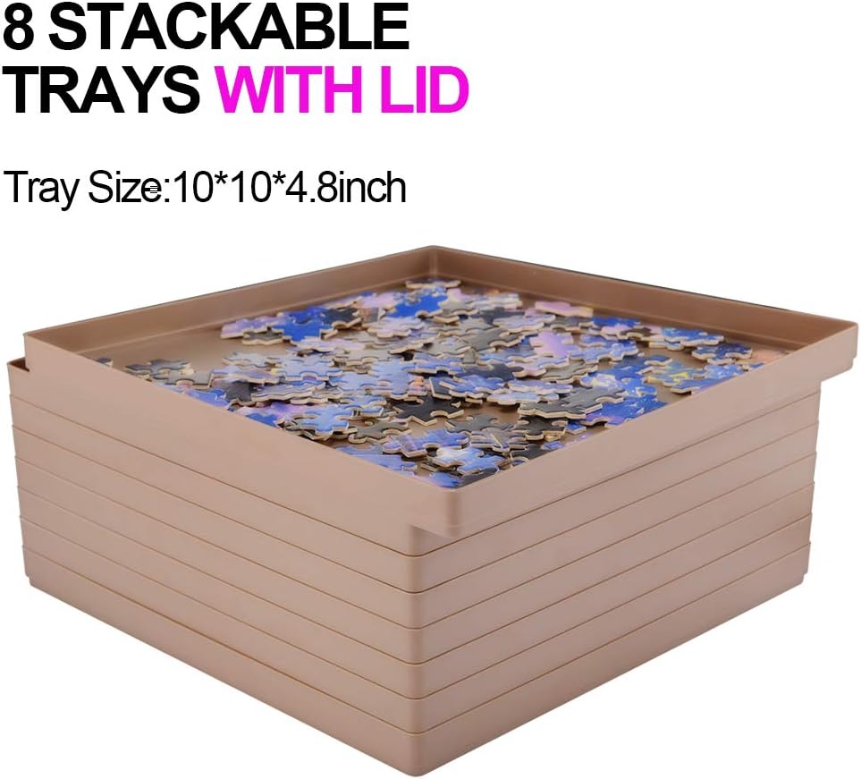 Puzzle Sorting Trays with Lid, 8 Trays Jigsaw Puzzle Sorters 10 x 10 inch, Puzzle Accessories Fit 1500/2000 Pieces Puzzle Gift for Puzzlers, Brown: Toys & Games