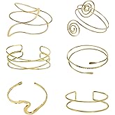 LiteVibe Gold Arm Cuff Upper Arm Set 6Pcs Adjustable Large Wide Upper Arm Cuff