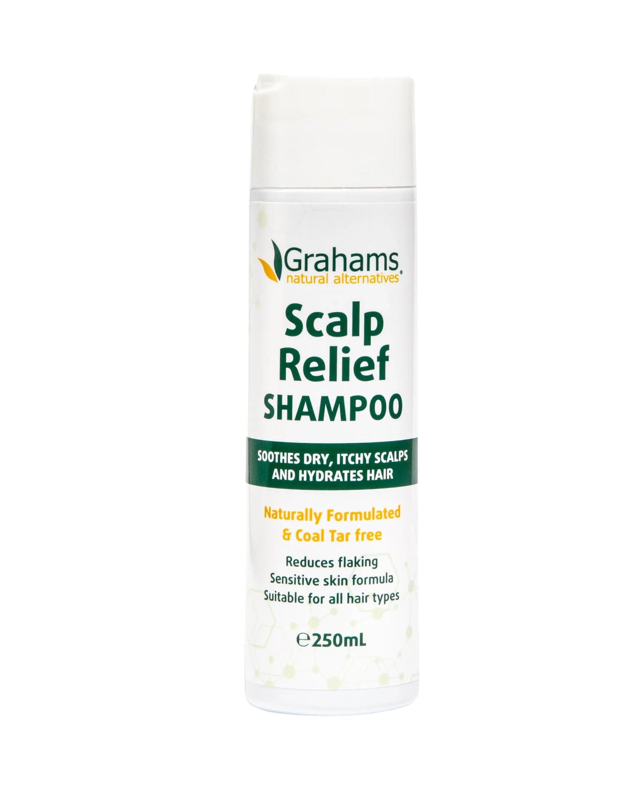 Grahams Natural Scalp Relief Shampoo - For Dry, Flaky, Itchy Scalps, Anti-Dandruff, for Eczema & Psoriasis Prone Scalp - With Colloidal Oatmeal & Green Tea Extract | Steroid-Free (250ml)