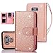 TabPow LG G6, LG G6 Plus Case, 10 Card Slot - ID Slot, Button Wallet Folio PU Leather Case Cover with Detachable Magnetic Hard Case for LG G6 (2017) / LG G6 Plus - Glitter Rose Gold