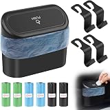 URAQT Car Trash Can with Lid 90 Bags Hooks Compact Car Organizer