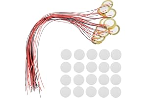 DKARDU 27mm Piezo Discs Piezo Pickup with Leads Mic Drum Trigger Acoustic Pickup Buzzer Drum Guitar with Double-Sided Adhesive Foam Sticker,Pack of 20