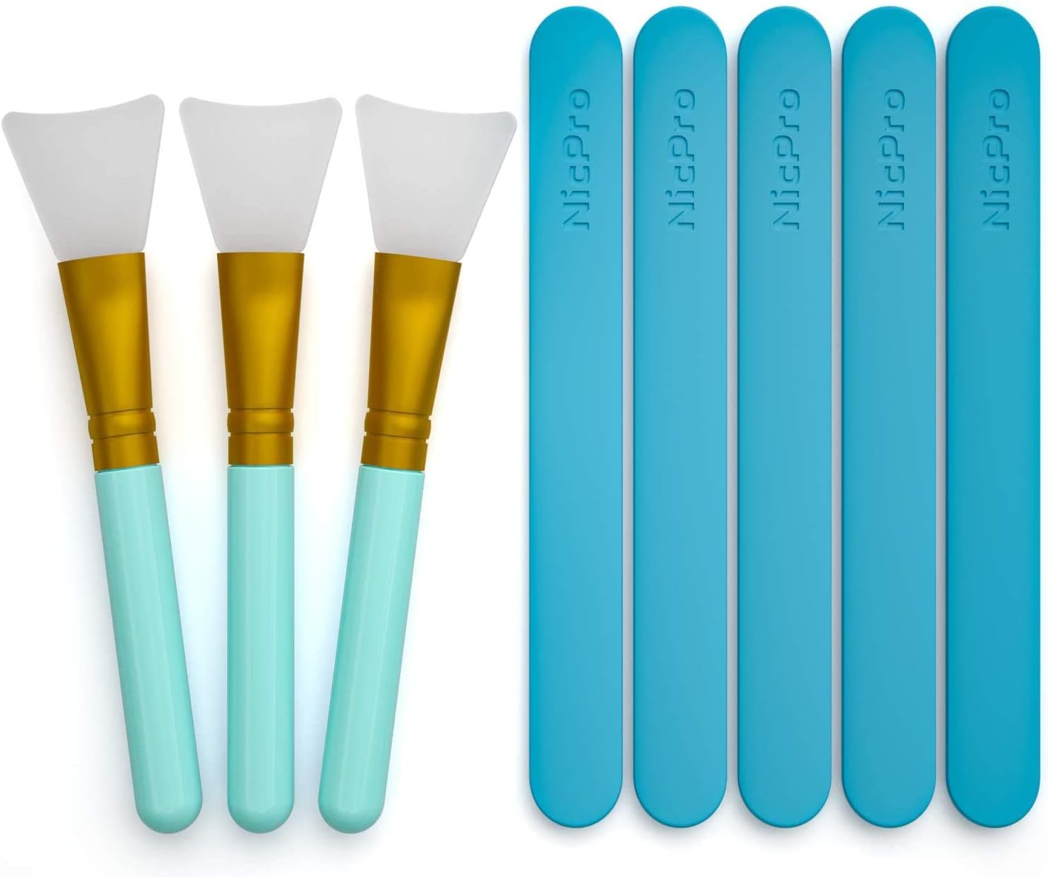 Nicpro 5PCS Silicone Stir Sticks, Reusable Silicone Popsicle Sticks with 3PCS Silicone Brushes