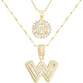 Ctarlitu Initial Letter Necklaces For Women 14k Gold Plated Pendant Necklace A-Z Pendant Gold Chain Choker Trendy Custom Name Necklace Jewelry Set