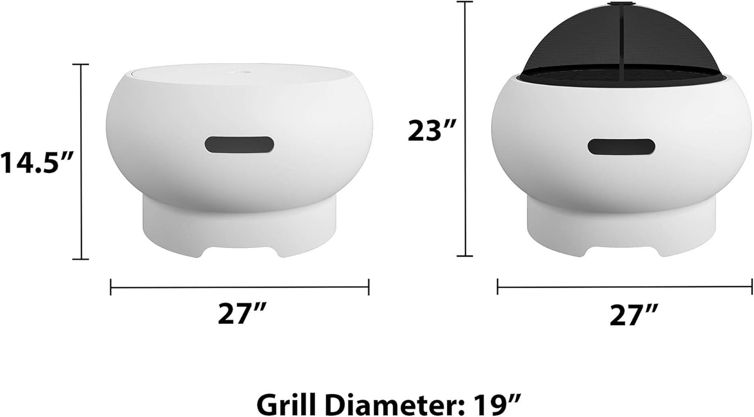 Novogratz 87830WHT1E Poolside Collection, Asher 22" Wood Burning Grilling Surface, Bright White Fire Pit: Garden & Outdoor