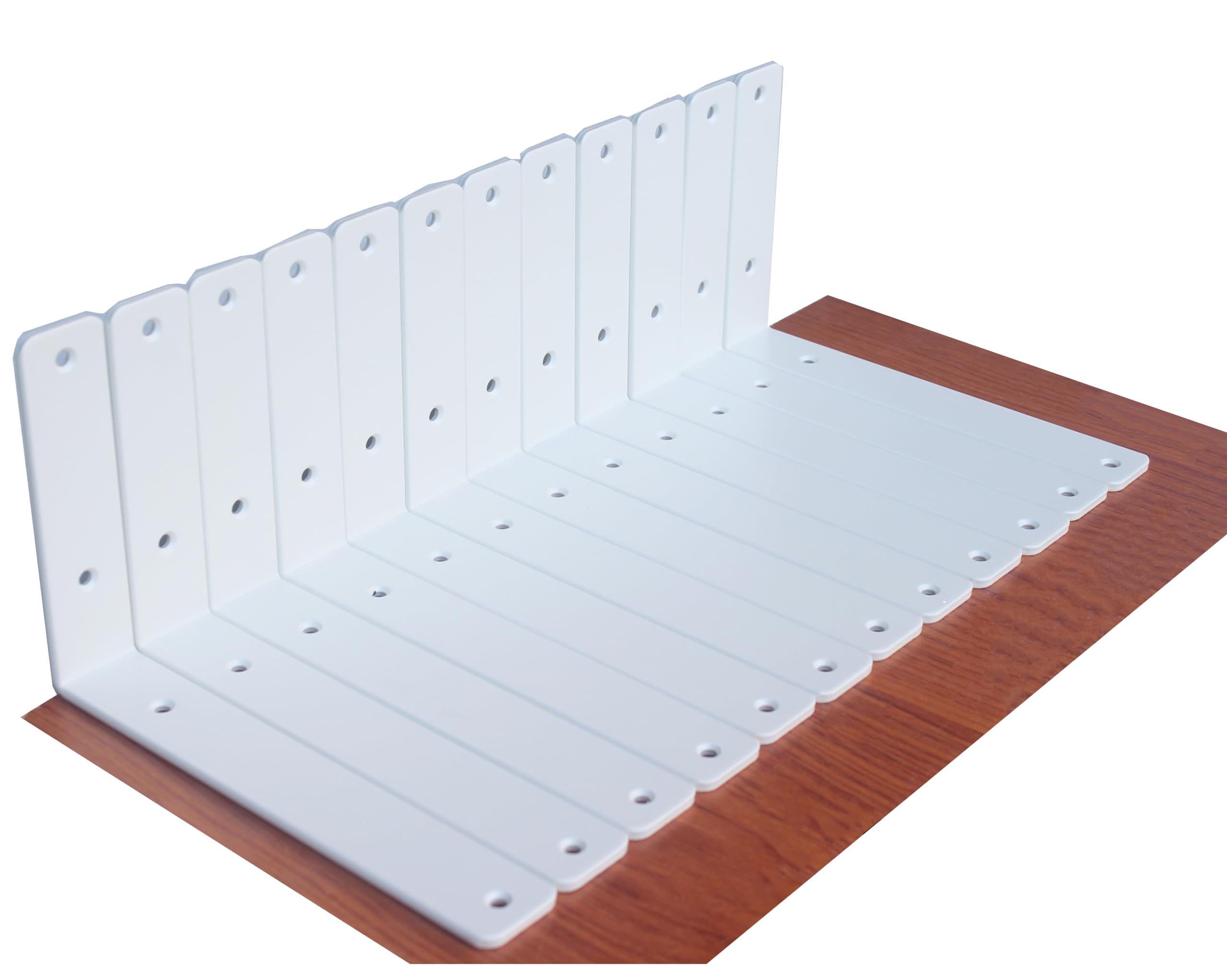 Photo 1 of 12 Pack - L 9" x H 6" x W1.5, 5mm Thick White L Shelf Bracket, Iron Shelf Brackets, Metal Shelf Brackets, Floating Shelf, Shelf Supports with Screws