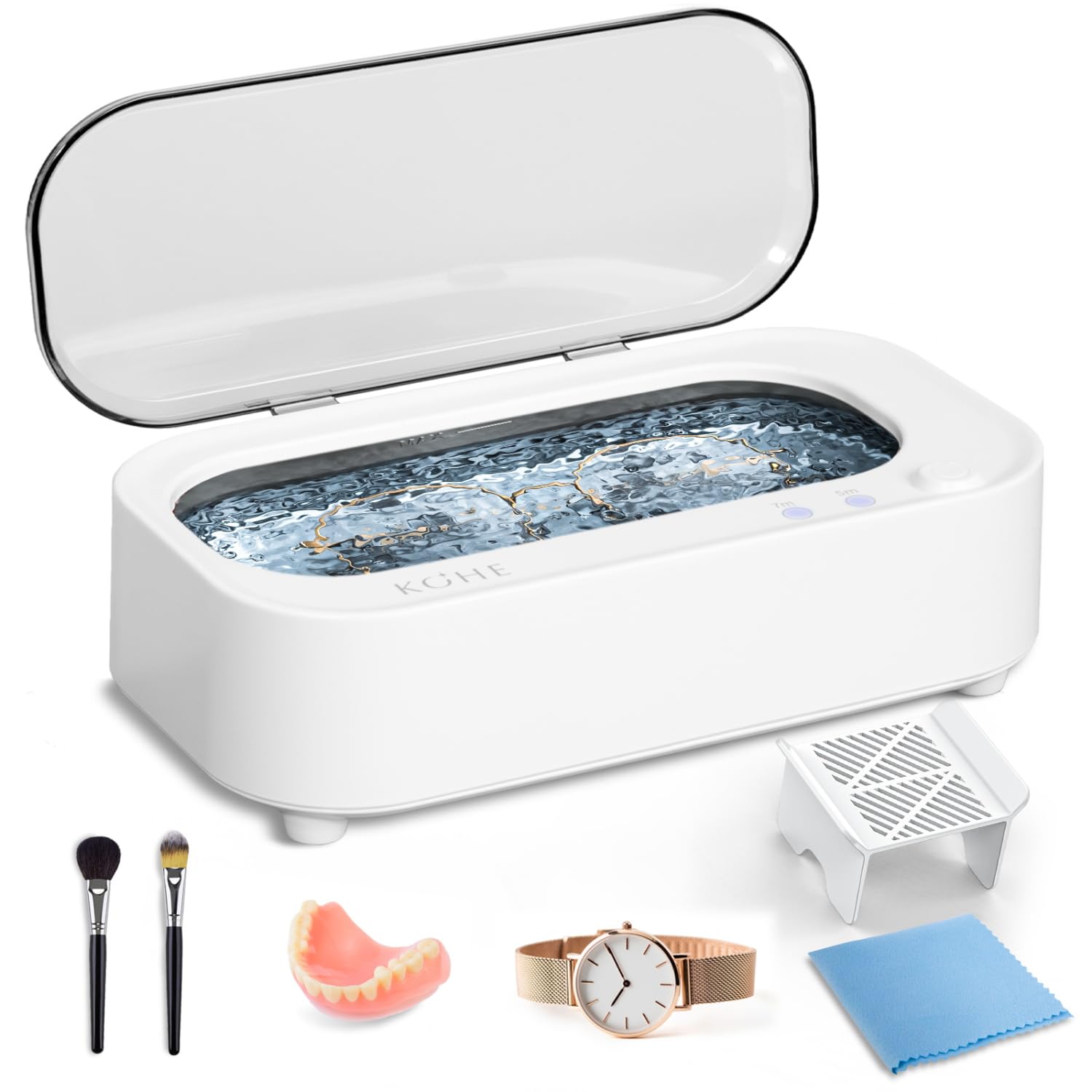 Photo 1 of KOHE Sonic Jewelry Cleaner- 48Khz Professional Portable Glasses Cleaner Machine, Dentures Cleaner with 304 Stainless Steel 12OZ Tank for All Jewelry, Ring, Silver, Eyeglass, Keycap, Earrings
