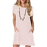 Alaster Women’s Casual Summer T Shirt Dress Loose Short Sleeve Tunic Dress with Pocket for Women